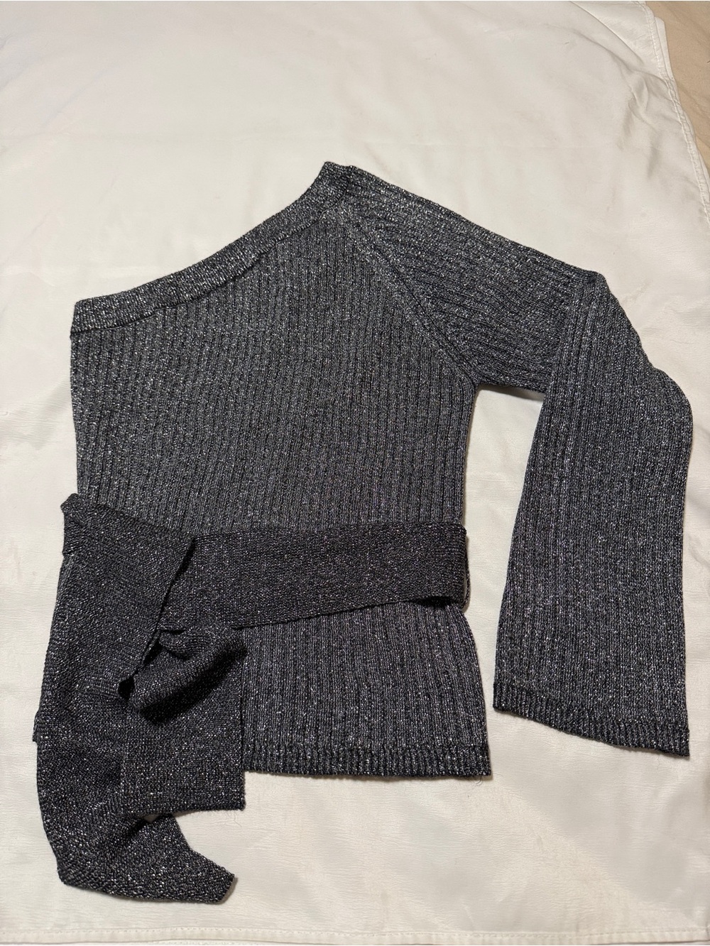 Eleven Six Nova Alpaca Lurex One Shoulder Sweater Graphite Size S